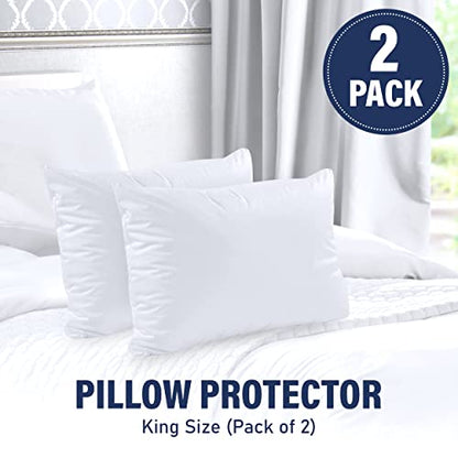  Pillow Protector 2 Pack - Extra Soft Knit - Waterproof Zippered Case (King 2 Pack)