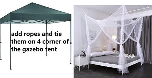  OctoRose 4 Poster Bed Canopy Netting Functional Mosquito Net, Red