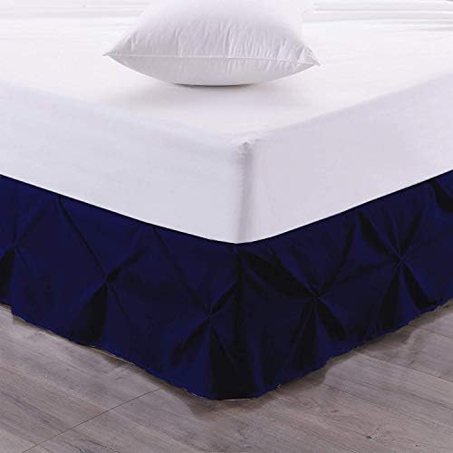  Pinch Pleated Split Corner Bed Skirt 100% Egyptian Cotton 600 Thread Count 15 Inch Drop Luxurious Decorative & Easy To Wash Wrinkle & Fade Resistant (King, White)