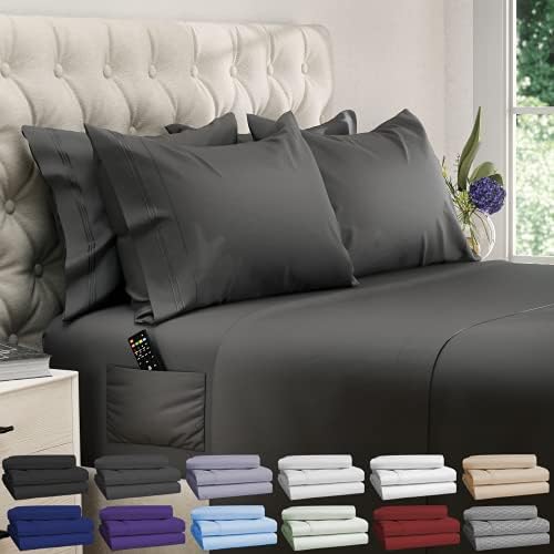  Deep Pocket Queen Sheets - 6 PCS Set - Up To 15 Inches - 2500 Supreme Collection - Superior Softness - Hotel Luxury Sheets & Pillowcases Set - Wrinkle And Fade Resistant (Queen, Gray)