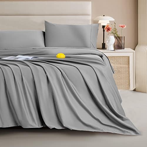  1200 Thread Count Cotton Sheets, 100% Egyptian Cotton Queen Size Sheets, Breathable Bed Sheets Set 16-Inch Deep Pocket - Wrinkle And Hypoallergenic - 4 Piece (White, Queen)