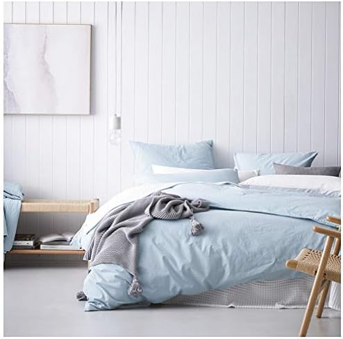  Eikei Washed Cotton Chambray Duvet Cover Solid Color Casual Modern Style Bedding Set Relaxed Soft Feel Natural Wrinkled Look (King, Desert Sand)