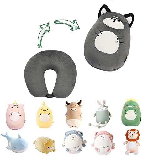  Stocaggio 2-in-1 Travel Pillow For Kids - Soft And Adorable Animals Plush That Converts Into A U-Shaped Neck Pillow For Ultimate Comfort During Airplane, Car, Train, Or Bus Trip - Unicorn
