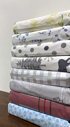  Heavyweight Flannel, 100-Percent Cotton Twin Extra Long XL 3PC Bed Sheets Set, Polka Dots Print, 170 GSM