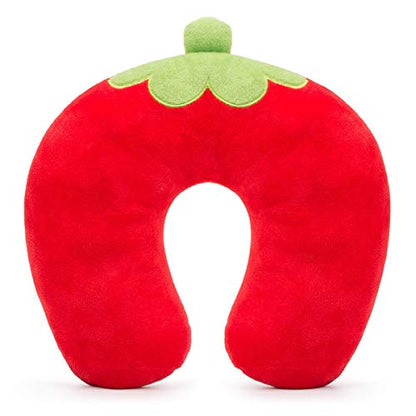  GLCS GLAUCUS Kids Travel Pillow For Airplane Car Seat Cute Animal Neck Pillow Comortable U Shaped Head Chin Support Pillow Travel Essentials For Toddlers Adults Road Trip Strawberry