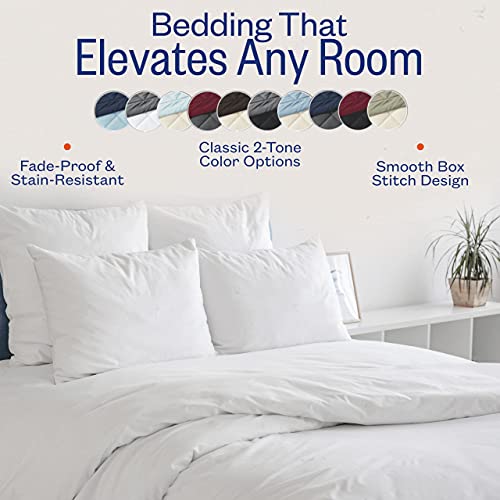  Sleep Restoration All Seasons Queen/Full Size Comforter - Reversible -  Cooling, Lightweight Summer Down Comforter Alternative - Hotel Quality Bedding Comforters - Navy/Sleet