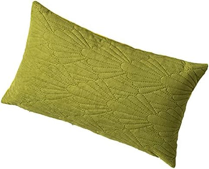 BiiKoon Quilted Bed Runners Solid Dutch Velvet Bed Scarves For Foot Of Bed Shell Pattern Bed End Towel For For Queen Double Single King Size Bed,Green Yellow 45 * 210cm