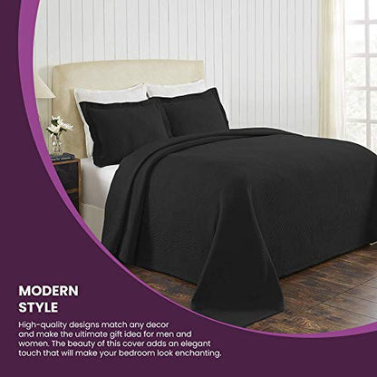  Cascade Cotton Jacquard Matelassé 3-Piece Bedspread Set