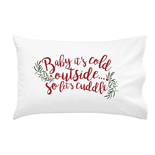  Baby It's Cold Outside So Let's Cuddle Christmas Pillowcase - Standard Size Pillow Case (1 20x30 Inch, Black)