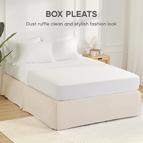  ONIVE Premium Bed Skirt Solid With Pleated Dust Ruffle 15-Inch Drop Easy To Put In Shrink Free And Fade Resistant (Beige, King)