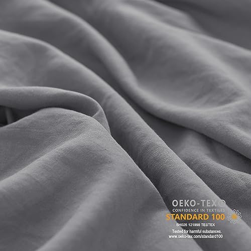  CHUN YI Bed Sheets Queen Size, 4 Piece Sheet Set, Fitted Sheet And Pillowcase Set, Queen Sheets Deep Pocket, Super Soft Breathable Cooling Sheets Hotel Luxury Sheets Easy Care (Grey)