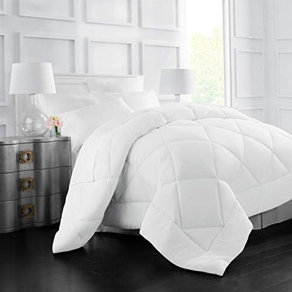  Italian Luxury Full/ Queen Size Comforter - 2100 Series Blanket, Down Alternative Insert W/ Corner Tabs - Home Bedding - 89"x89" White