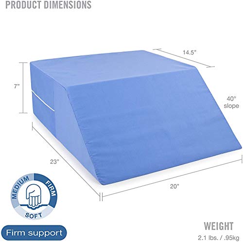  DMI Wedge Pillow, Leg Pillow, Bolster Pillow, FSA Eligible Incline Pillow For Leg Elevation, Snoring, Circulation, Pregnancy, Sciatica, Leg Rest Or Foot Elevation, Blue, 24 X 20 X 8 (Pack Of 2)
