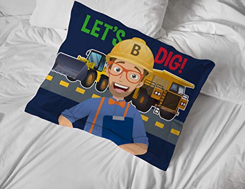  Jay Franco Blippi Let's Dig 1 Single Sham - Kids Super Soft Bedding Pillow Cover (Official Blippi Product)