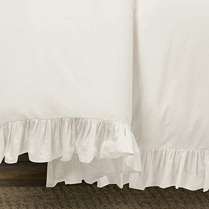  Reyna 3-Piece Ruffled Cotton Duvet Cover Bedding Set, Full/Queen, White