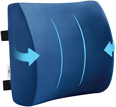  SAIREIDER Comfortable Lumbar Support Pillow For Office Chair, Memory Foam Back Support Pillows For Car、Gaming Chair、 Home Chair, Back Pain Relief Improve Posture, Double Adjustable Straps(Black)