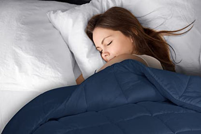  Comforter Queen Navy – Premium 350 GSM 3D Fillings Duvet Insert Box Design – Quilted Down Alternative Comforter With 8 Corner Side Duvet Loops – Machine Washable