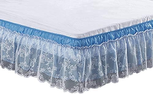  Wrap-Around Lace Bed Skirt Ruffled Bedskirt Dust Cover Ruffle Bed Sheet Case