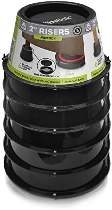  Slipstick CB672 Premium 3 Inch Bed Risers/Furniture Raisers With Steel Reinforced Holder Top, Lifts Height 3" (4 Pack) Supports 2,640 Pounds, Black, Stackable With CB671