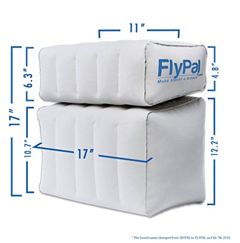  FLYPAL Inflatable Foot Rest For Air Travel, U.S Patented 2 In 1 Design, Blow-Up Pillow Cushion For Home, Office And Kids To Sleep On Long Flights, 17“x11"x17", Grey.