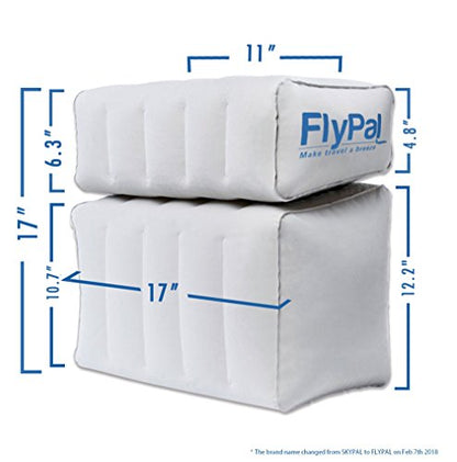  FLYPAL Inflatable Foot Rest For Air Travel, U.S Patented 2 In 1 Design, Blow-Up Pillow Cushion For Home, Office And Kids To Sleep On Long Flights, 17“x11"x17", Grey.