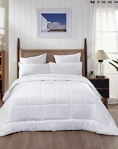  Minor Monkey All Season King Comforter 400 GSM Microfiber Filling | White Quilted Duvet Insert With Corner Tabs - High Thread Count Cotton Shell | Winter Warm Soft & Reversible Box Stitched Pattern