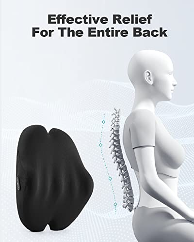  Foamula Vibrating Lumbar Support Pillow, Back Support Pillow With Vibrating Motors For Back Pain Relief, Ergonomic Design With Adjustable Strap For Home Office Chair, Gaming Chair, Car Seat, Plane