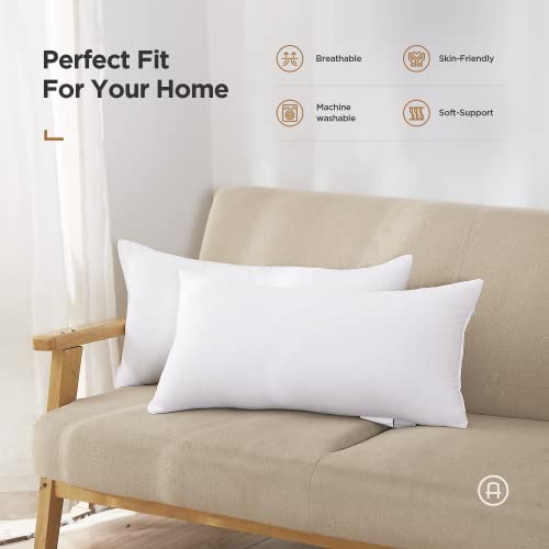  Polyester Decorative Rectangle Throw Pillow Inserts, Hypoallergenic Form Stuffer Cushion Sham Filler, 16x26, White, 1 Count (Pack Of 1)