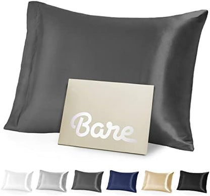  Silk Mulberry Pillowcases - Standard/Queen Size - For Hair And Skin - Grey Pillowcases - Easy Care - 100% Pure Premium Mulberry Silk - Zipper Closure (Standard, Grey)
