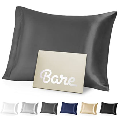  Silk Mulberry Pillowcases - Standard/Queen Size - For Hair And Skin - Grey Pillowcases - Easy Care - 100% Pure Premium Mulberry Silk - Zipper Closure (Standard, Grey)