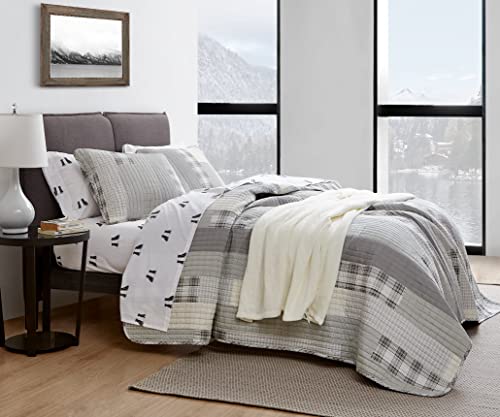  Eddie Bauer Home - Queen Quilt Set, Cotton Reversible Bedding With Matching Shams, Home Decor For All Seasons (Fairview Grey, Queen)
