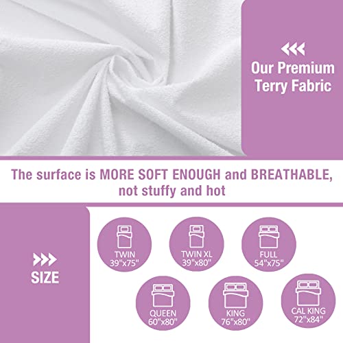  Twin Mattress Protector For Potty Training, Waterproof Fitted Bed Cover Single Size Washable, Up To 18 Inch Deep Pocket, Soft, Breathable, Noiseless, White