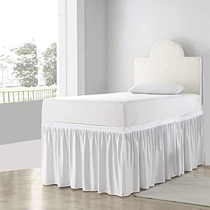 - Bed Skirt For Dorm Room, Ruffled Dorm Sized Bed Skirt Three Fabric Sides College Dorm Bed Skirt - White - Twin XL - 32 Inch Drop, White Solid, Twin-XL-32In Drop