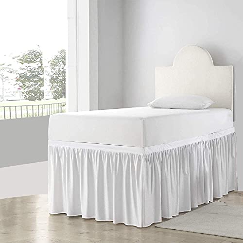  - Bed Skirt For Dorm Room, Ruffled Dorm Sized Bed Skirt Three Fabric Sides College Dorm Bed Skirt - White - Twin XL - 32 Inch Drop, White Solid, Twin-XL-32In Drop