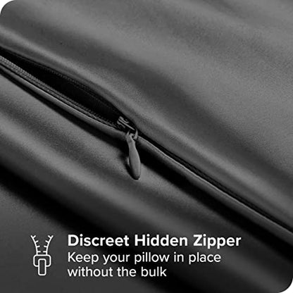  Silk Mulberry Pillowcases - Standard/Queen Size - For Hair And Skin - Grey Pillowcases - Easy Care - 100% Pure Premium Mulberry Silk - Zipper Closure (Standard, Grey)
