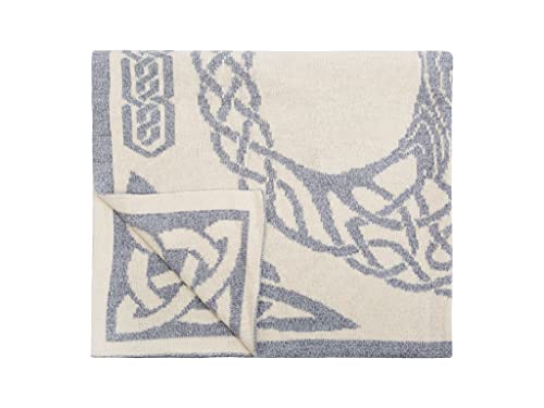  Bed Scarf Runner Irish Three Of Life Made Of Soft Wool Blend (Grey, King Bed)