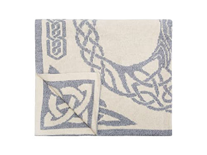  Bed Scarf Runner Irish Three Of Life Made Of Soft Wool Blend (Grey, King Bed)
