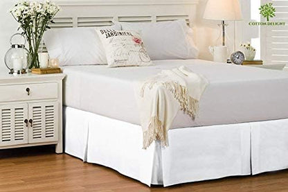  Bed Skirt Queen Size 100% Natural Cotton 800 Thread Count Premium Tailored Fit 1pc Bedskirt Queen Size 12" Drop Length White Solid
