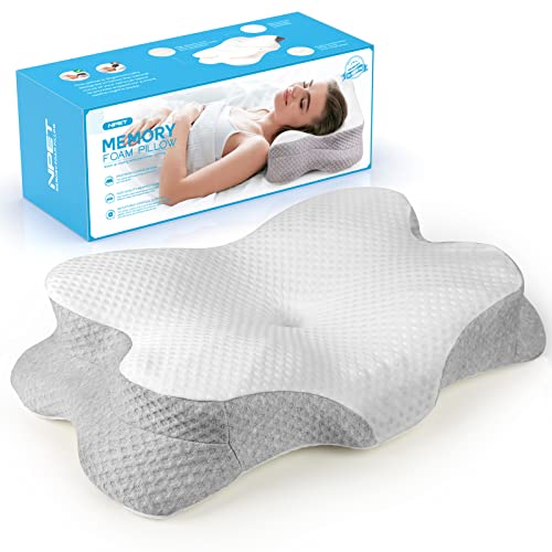  NPET Cervical Pillow For Neck Pain Relief, Hollow Design Ergonomic Memory Foam Pillow With Skin-Friendly Pillowcase, Adjustable Cervical Support For A Restful Night's Sleep