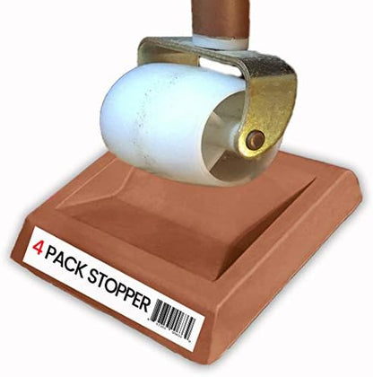  IPrimio Brown Bed Wheel Stoppers - 6 Pack Of Universal Bed Frame Wheel Locks, Rubber Caster Cups For Bed Wheels, Non-Slip Furniture Casters For Hardwood Floors, Patent Pending Design