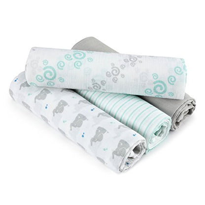  Aden + Anais Essentials Swaddle Blanket, Muslin Blankets For Girls & Boys, Baby Receiving Swaddles, Newborn Gifts, Infant Shower Items, Toddler Gift, Wearable Swaddling Set, 4 Pack, Damsel