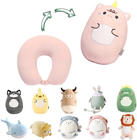  Stocaggio 2-in-1 Travel Pillow For Kids - Soft And Adorable Animals Plush That Converts Into A U-Shaped Neck Pillow For Ultimate Comfort During Airplane, Car, Train, Or Bus Trip - Unicorn