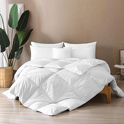  Queen Size Down Comforter - Goose Duck All Season Down Comforter With Filling Down And Feather And Cotton Cover - Duvet Insert Or Stand-Alone Down Comforter