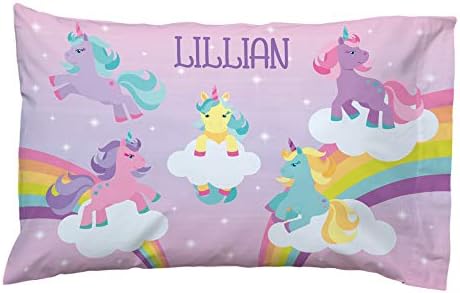  Lets Make Memories Personalized Pillowcase - Customized For Kids - Soft Fabric -Polyester - Standard Pillow Size - Unicorns Design - Personalized With Her Name - Sleep, Nap Girls Pillowcase