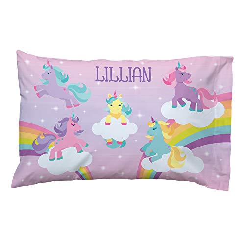  Lets Make Memories Personalized Pillowcase - Customized For Kids - Soft Fabric -Polyester - Standard Pillow Size - Unicorns Design - Personalized With Her Name - Sleep, Nap Girls Pillowcase