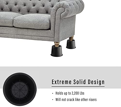  Lufia Bed Risers 4 Inch Heavy Duty, Bed Furniture Risers With Non-Slip Pad Ideal For Bed, Sofa, Table, Chair Or Desk, Set Of 4 (Black)
