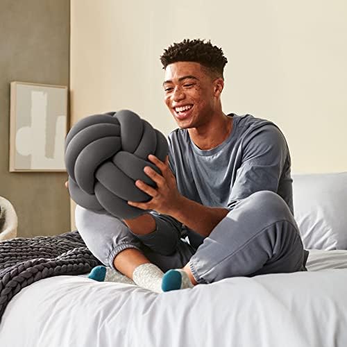  Bearaby Hand-Crafted Knot Pillow Ball - Relieve Stress With Oeko-TEX Certified Organic And Gently Weighted Material - Handcrafted From Natural Rubber Foam (Asteroid Grey, Large)
