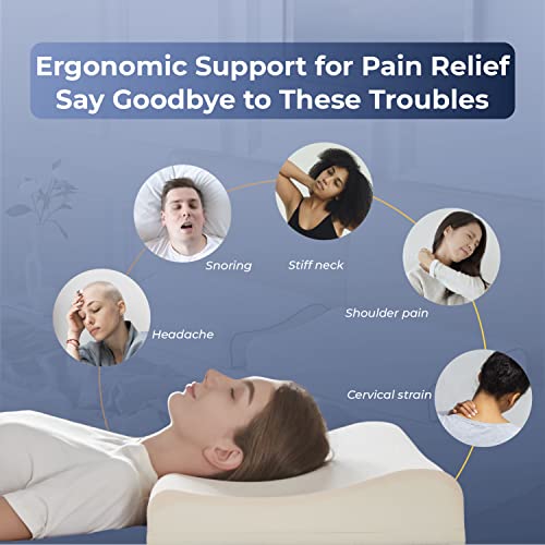  Enther Cervical Memory Foam Pillow For Sleeping, Adjustable Side Sleeper Pillow For Neck Support Shoulder Pain Relief, Orthopedic Contour Firm Pillow With Washable Cover