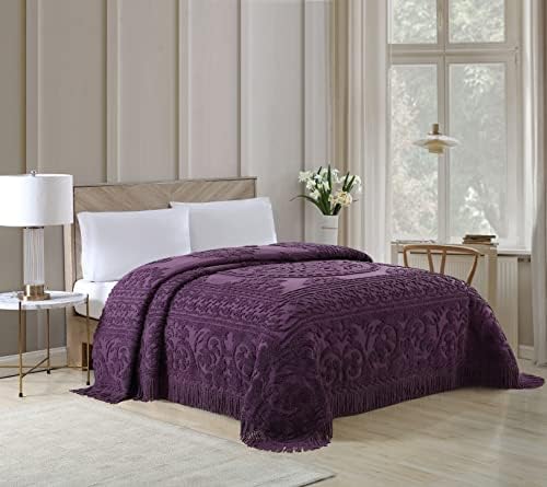  Medallion Chenille Bedspread, Queen, White