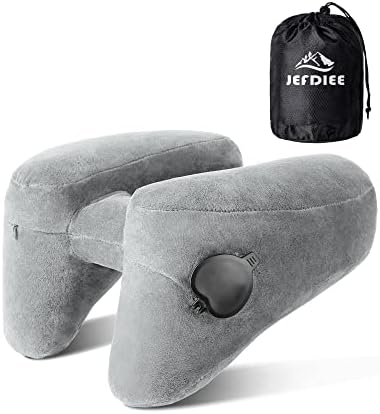  JefDiee Travel Pillow For Neck, Neck Pillows For Travel, Chin, Head Support, Airplane Pillow With Soft Washable Velour Cover, Hat, Portable Luxury Bag (Grey-1)